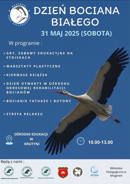 31 maja zapraszamy do Krutyni na Dzień Bociana Białego